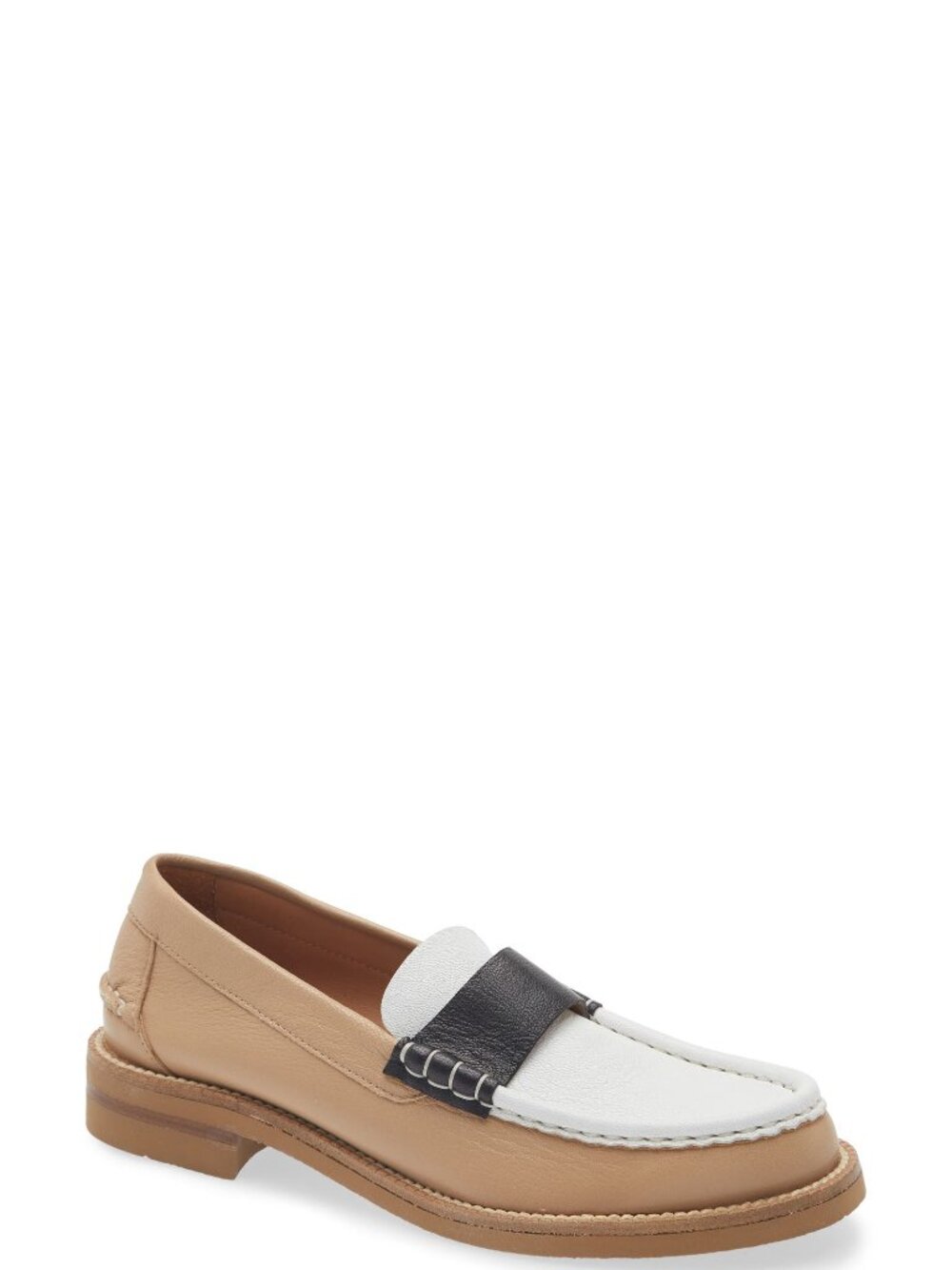 NWT PEDRO GARCIA Stina Moc Toe Leather Loafer Oat Two-Tone Size 9 US / 39 EU